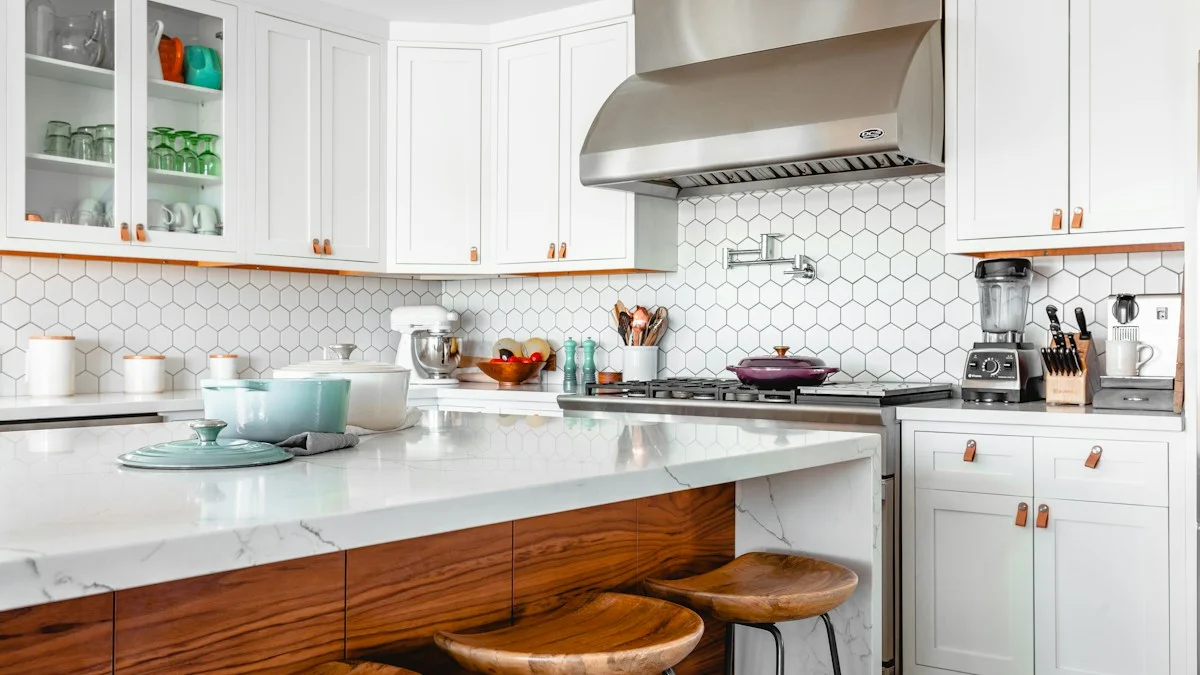 Handmade ceramic products displayed with price tags in artisan shop